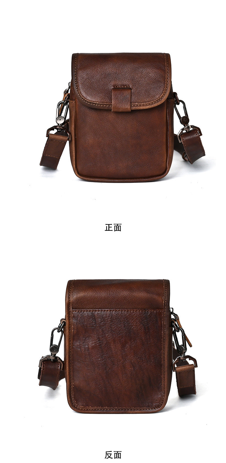 Men's Shoulder Bag Genuine Cowhide Leather Retro Casual Travel Bag Men Crossbody Bag Smartphone Pouch 