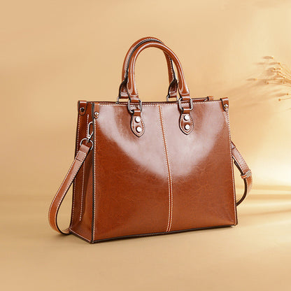 Genuine leather women's bag cowhide handbag retro tote bag large capacity casual simple shoulder bag handbag.bag