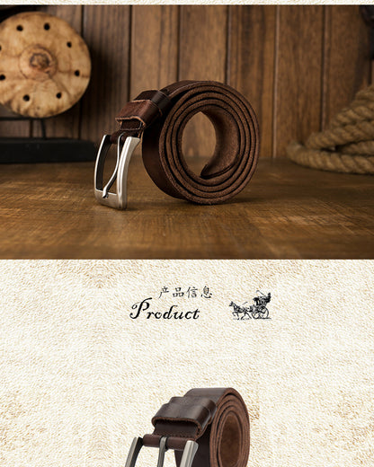 Men's belt handmade original cowhide genuine leather needle buckle simple casual vintage men's belt 