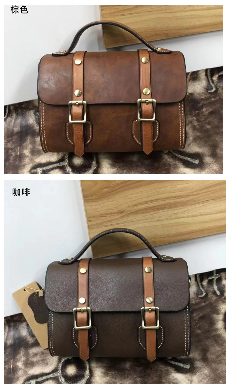 Men's Shoulder Bag Cowhide Genuine Leather Crazy Horse Korean Fashion Casual Men's Crossbody Bag Messenger Bag 