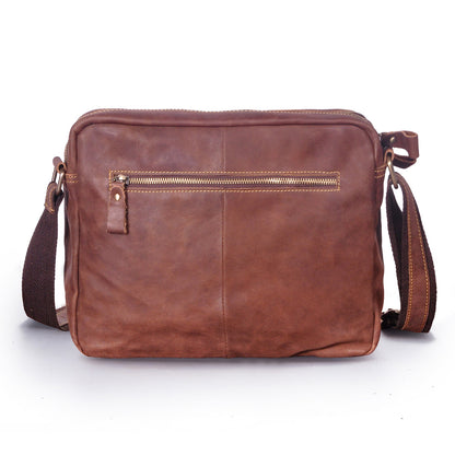 Men's Briefcase Genuine Cowhide Leather Retro Crossbody Bag Men's Shoulder Bag Computer Bag 