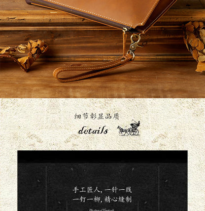 Men's Wallet Original Handmade Cowhide Crazy Horse Casual Retro Clutch Bag Men's Wallet Handbag 