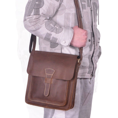 Men's Briefcase Genuine Cowhide Leather Crossbody Bag Retro Business Men Shoulder Bag Computer Bag 