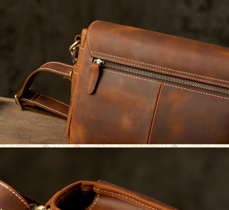 Men's Shoulder Bag Made of Genuine Cowhide Leather Original Handmade Casual Crossbody Bag Messenger Bag for Men 