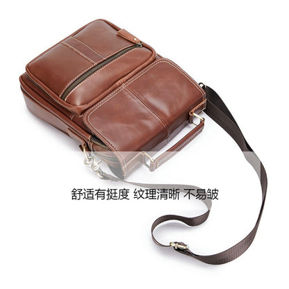 Men's Shoulder Bag Cowhide Genuine Leather Handbag Soft Leather Casual Simple Crossbody Bag for Men 