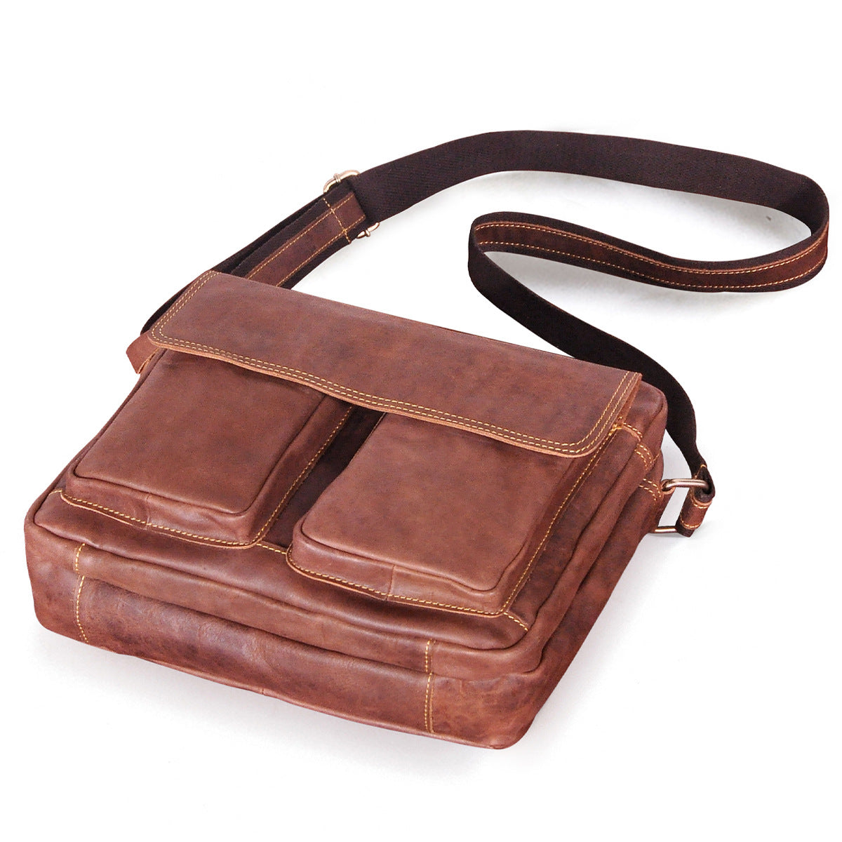 Men's Briefcase Genuine Cowhide Leather Retro Crossbody Bag Men's Shoulder Bag Computer Bag 