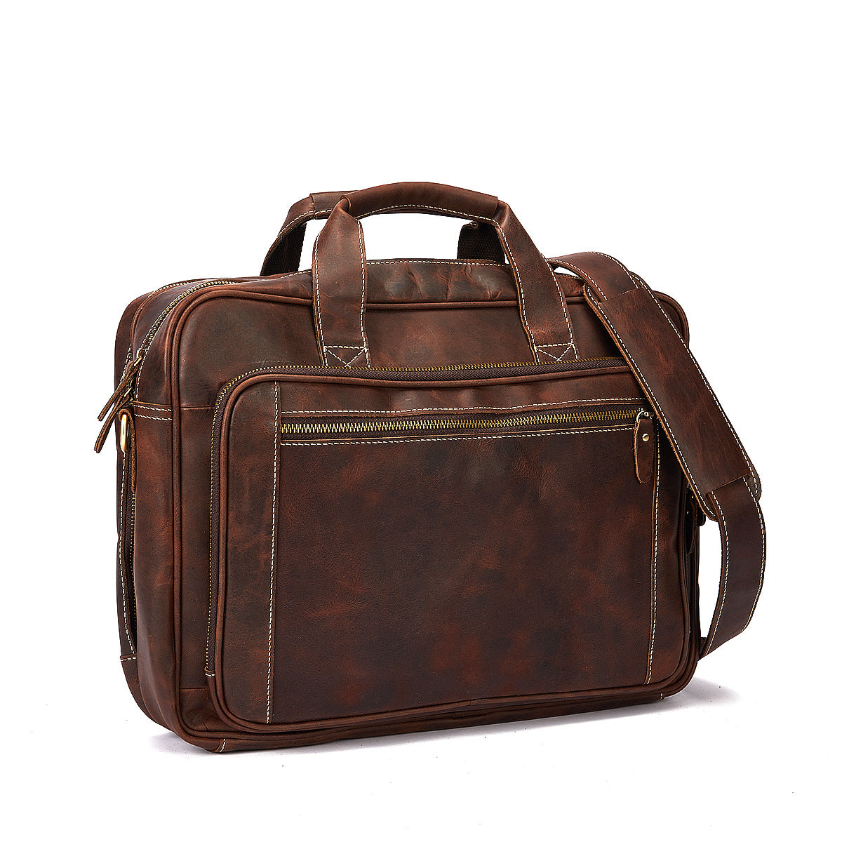 Men's Handbag Briefcase Cowhide Genuine Leather Retro Business Men Computer Bag 