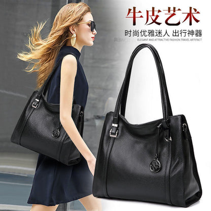 Women's bag Stylish genuine leather large capacity tote bag Cowhide simple large bag Elegant shoulder bag. Pochette