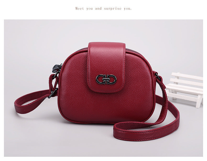 Ladies Crossbody Bag Cowhide Saddle Bag Fashion Genuine Leather Women Bag Simple Shoulder Bag.Pochette