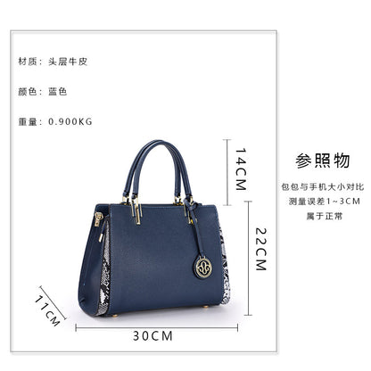 Genuine leather ladies bag fashion handbag luxury atmosphere splice high quality temperament elegant shoulder bag handbag.bag