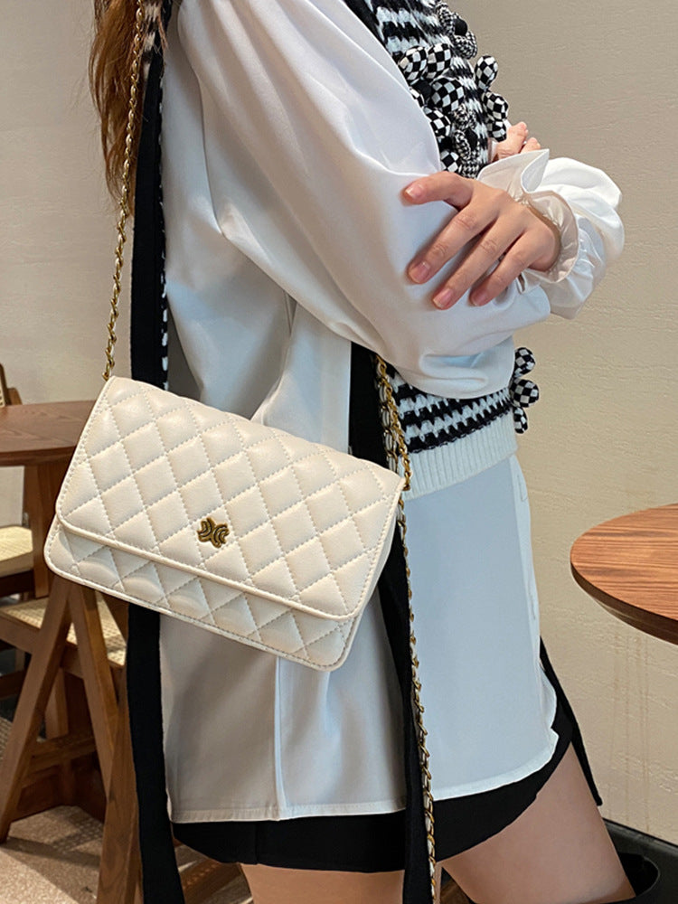 Genuine leather square bag Luxury check women's chain bag Crossbody bag Shoulder bag. Pochette