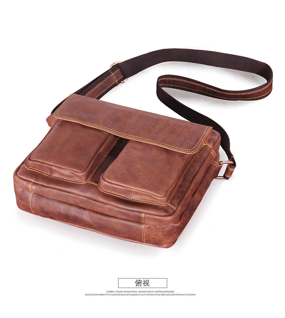 Men's Briefcase Genuine Cowhide Leather Retro Crossbody Bag Men's Shoulder Bag Computer Bag 