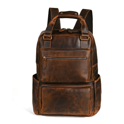 Men's backpack Cowhide genuine leather large capacity outdoor casual men's travel bag computer bag 