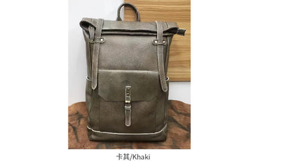 Men's backpack genuine cowhide leather luxury retro casual travel bag computer bag 