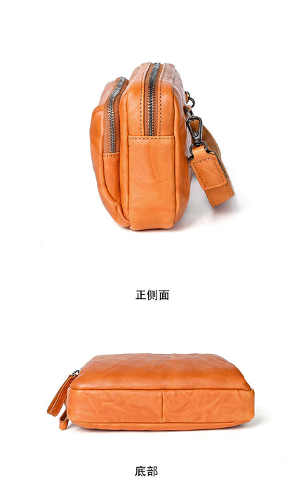 Men's Crossbody Bag Cowhide Genuine Leather Retro Casual Versatile Male Shoulder Bag Clutch Bag 