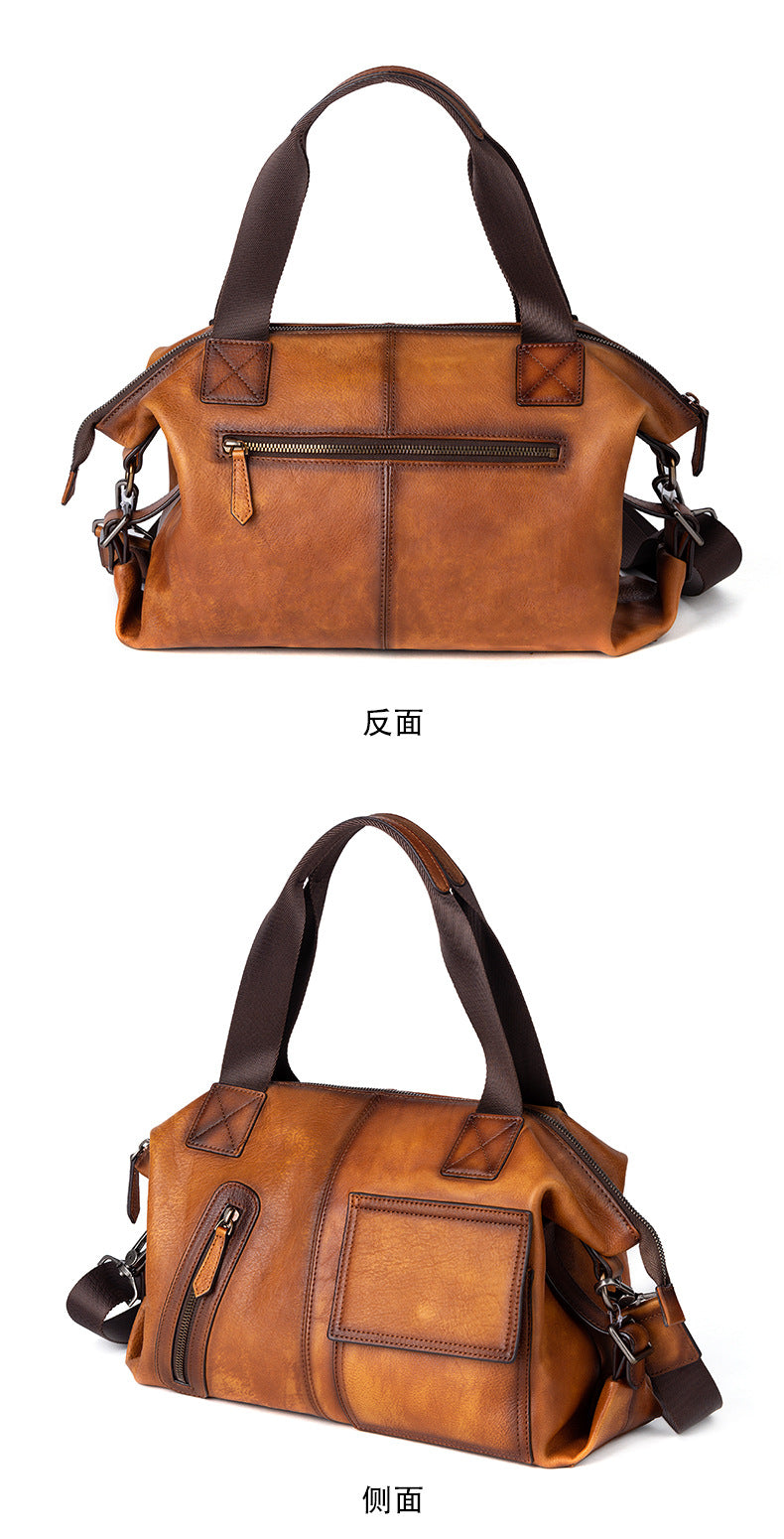 Men's Handbag Genuine Cowhide Leather Retro Casual Men Bag 