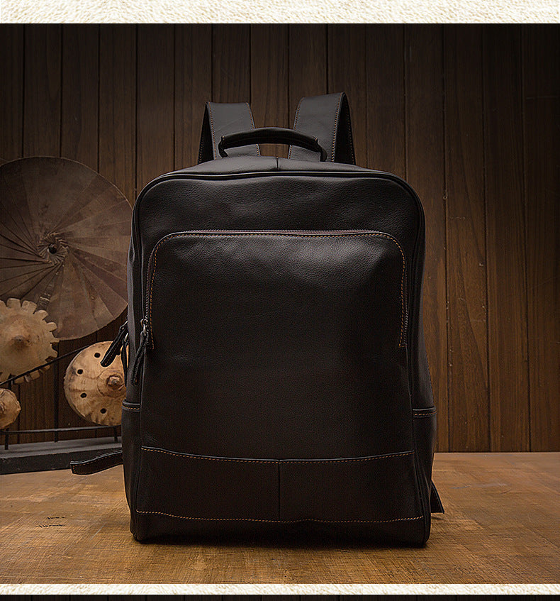 Men's backpack, handmade, genuine cowhide leather, Korean fashion travel bag, business computer bag 