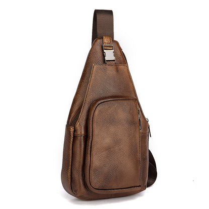 Men's bust bag Genuine cowhide leather retro outdoor versatile crossbody bag for men 