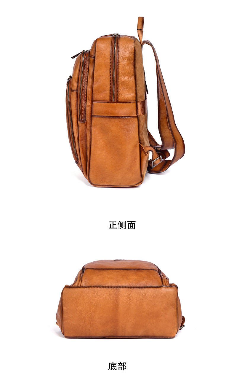 Men's backpack cowhide genuine leather fashion unique travel bag 