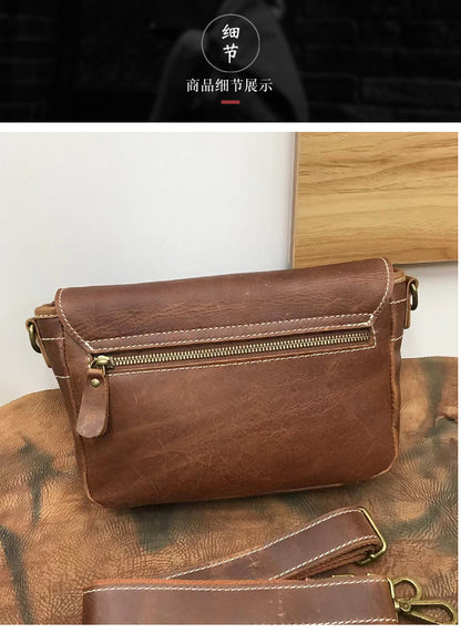 Men's Shoulder Bag Cowhide Casual Fashion Bust Bag Mobile Phone Bag Crossbody Bag Messenger Bag for Men 