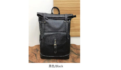 Men's backpack genuine cowhide leather luxury retro casual travel bag computer bag 