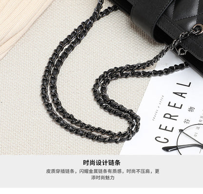 Women's Bag Crossbody Bag Genuine Leather Chain Bag Pouch Stylish Underarm Bag That Goes With Anything Plaid Shoulder Bag.Pochette