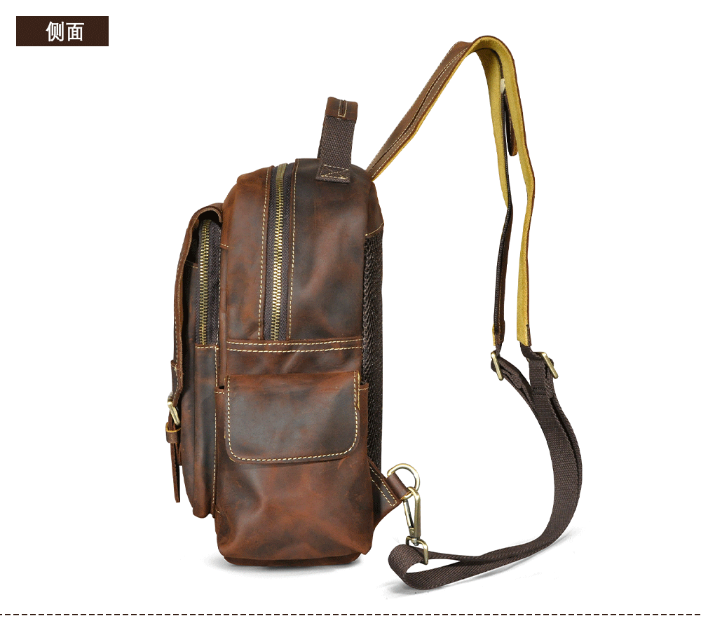 Men's backpack cowhide genuine leather retro outdoor casual male travel bag 