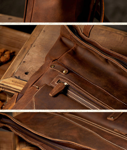 Men's backpack made of cowhide genuine leather fashion individuality large capacity casual computer bag men travel bag 