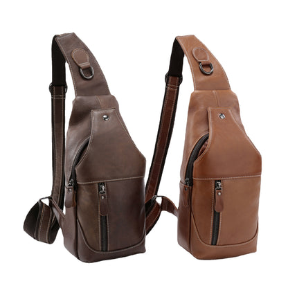 Men's Bust Bag Cowhide Genuine Leather Casual Fashion Sports Crossbody Bag for Men Shoulder Bag 