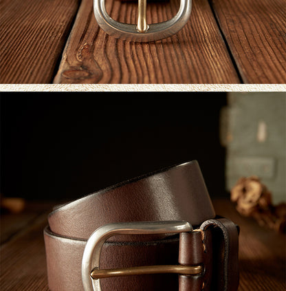 Men's Belt Genuine Cowhide Leather Handmade Needle Buckle Casual Vintage Men's Belt 