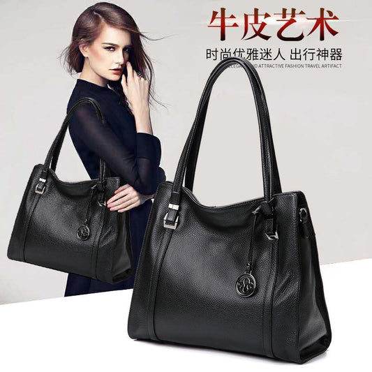 Women's bag Stylish genuine leather large capacity tote bag Cowhide simple large bag Elegant shoulder bag. Pochette