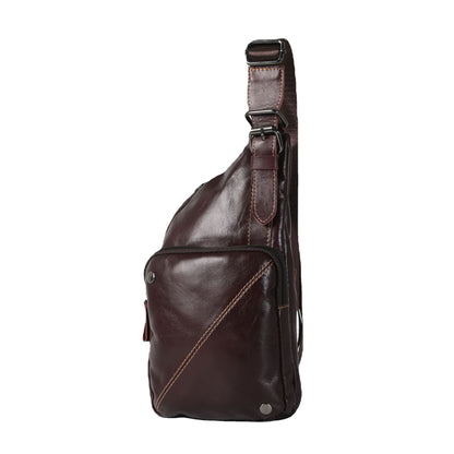 Men's Bust Bag Cowhide Sports Crossbody Bag Men's Shoulder Bag 