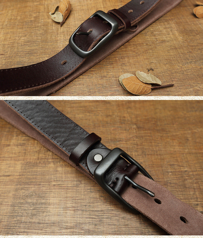 Men's Belt Cowhide Genuine Leather Handmade Needle Buckle Retro Casual Men's Belt 