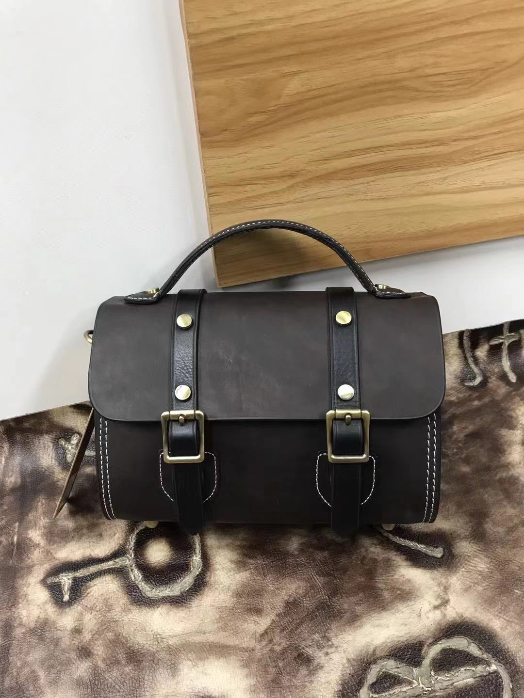 Men's Shoulder Bag Cowhide Genuine Leather Crazy Horse Korean Fashion Casual Men's Crossbody Bag Messenger Bag 