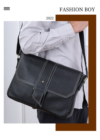 Men's Shoulder Bag Cowhide Retro Men's Crossbody Bag Messenger Bag 