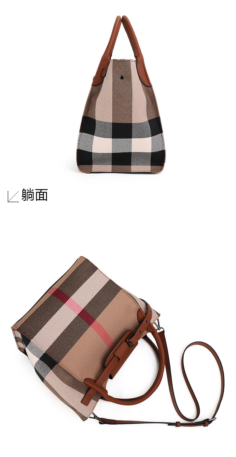 Fashion Casual Genuine Leather Big Bag Ladies Trend Handbag Shoulder Bag Plaid Handbag. Bag