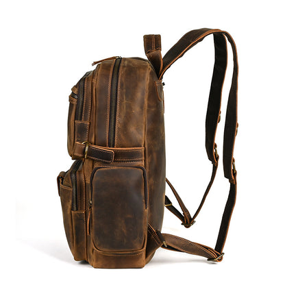 Men's backpack made of cowhide genuine leather large capacity retro casual men's business trip bag computer bag 