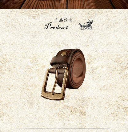 Men's Belt Handmade Vintage Genuine Cowhide Leather Needle Buckle Unique Fashion Casual Men's Belt 