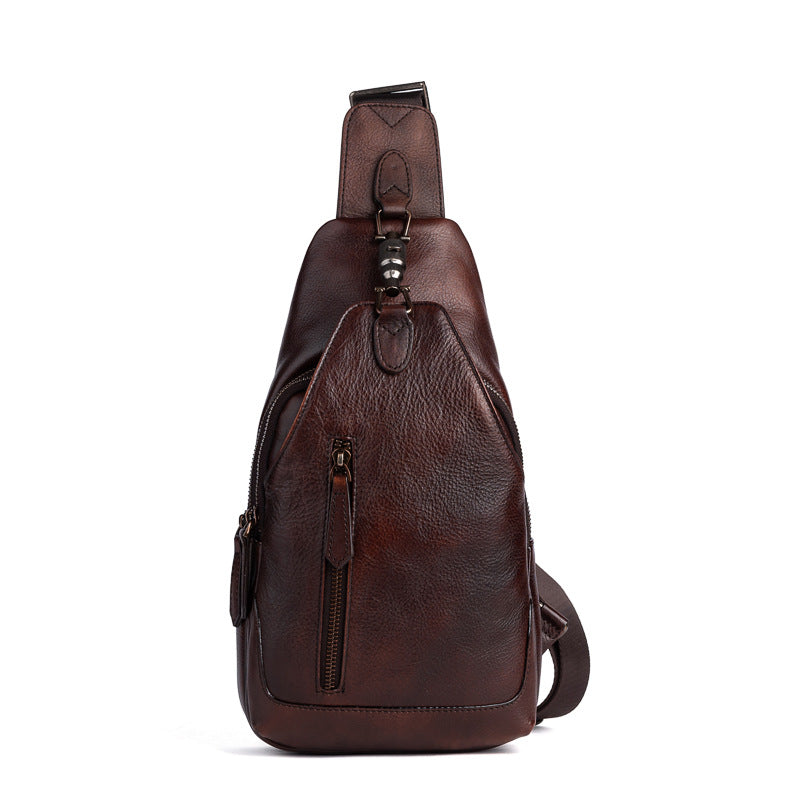 Men's bust bag Genuine cowhide leather retro casual crossbody bag for men 