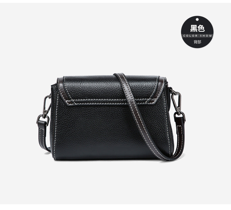 Ladies' fashionable genuine leather crossbody bag, square bag, simple shoulder bag that goes with anything. Pochette