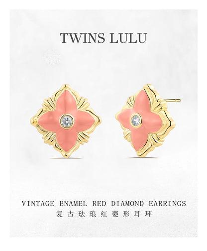 TWINS LULUおしゃれ洗練された個性四つ葉クローバーイヤリングレトロ贅沢初秋のアクセサリー