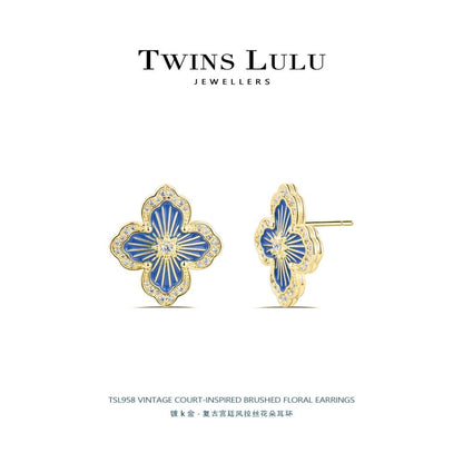 TWINS LULU復古宮廷風糸引き花のイヤリング気質コーデプレゼント