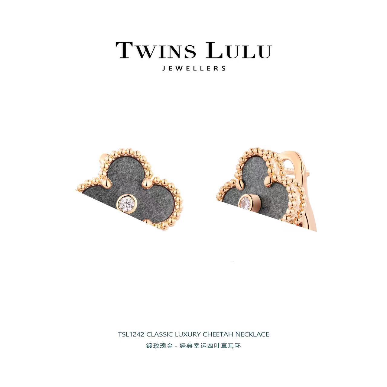 TWINS LULU 銀耀石幸運な四つ葉の草のイヤリング贈り物