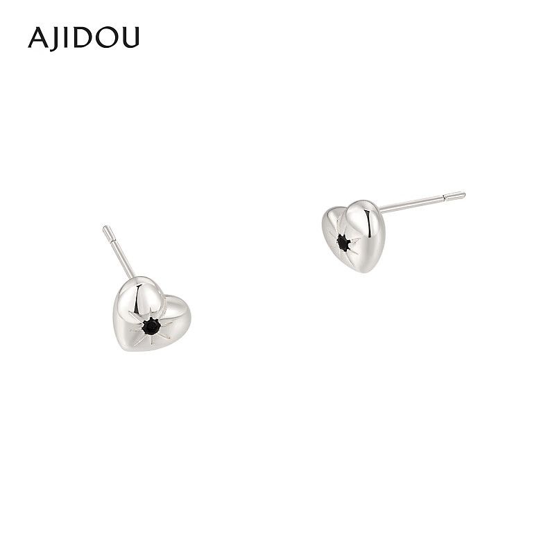 AJIDOU 925シルバーシンプルピアスデザイナーの個性的なピアス