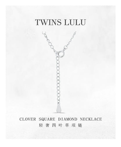 TWINS LULU贅沢イエローダイヤモンド四つ葉クローバー透かし彫り花ネックレスロマンチックプレゼント