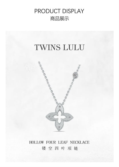 TWINS LULU  透かし彫り四つ葉女性ネックレス繊細な質感プレゼント