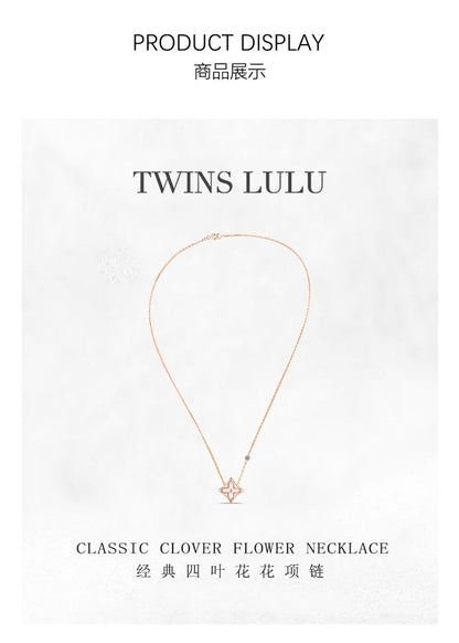 TWINS LULU ローズゴールド 立体四つ葉クローバーアクセサリーセット プレゼント