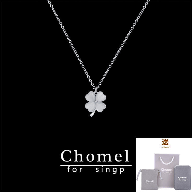 CHOMEL FOR SINGPネックレス女性四つ葉クローバームーンペンダント鎖骨チェーンバレンタインプレゼント