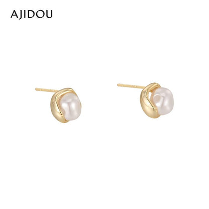 AJIDOUシンプルカジュアルコンパクトパールピアス