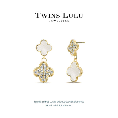 TWINS LULUファッション洗練された気質幸運のクローバーのイヤリング贈り物